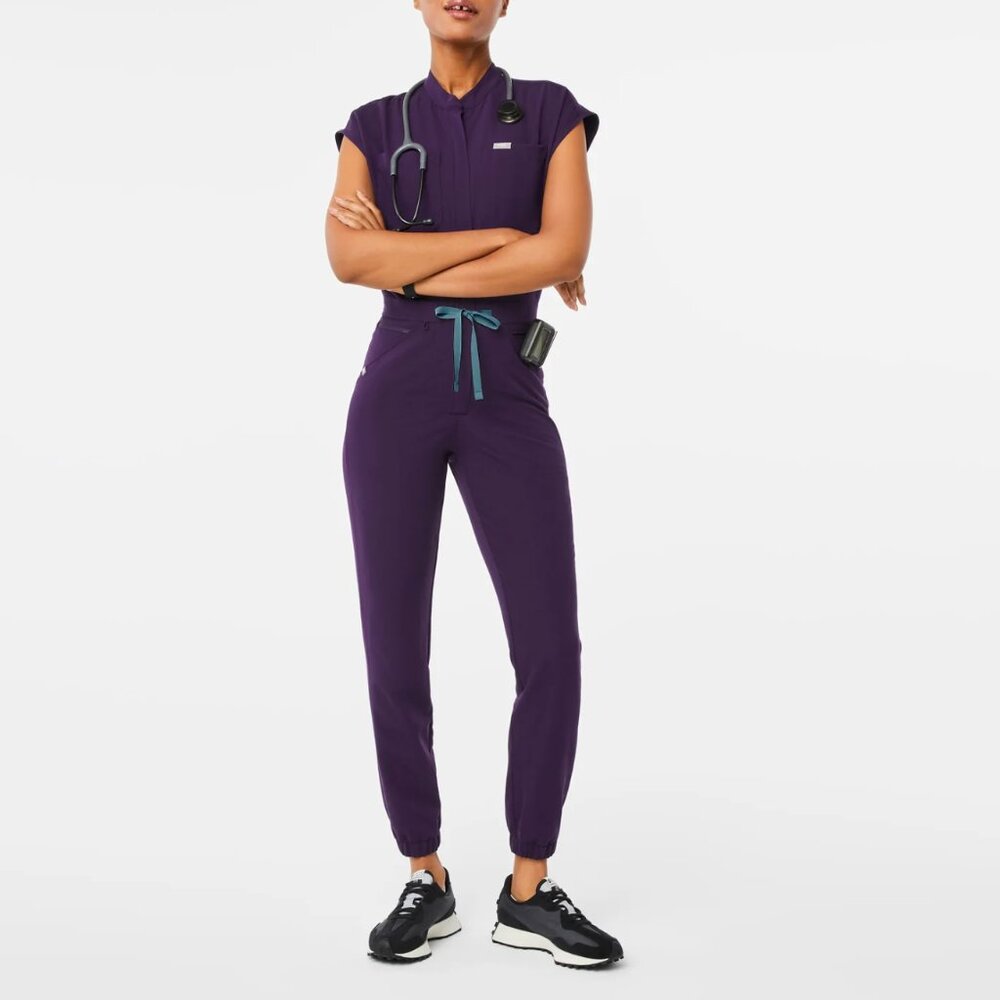 NWT Figs Rafaela Cargo ScrubJumpsuit Jogger Purple Jam Size XS reg